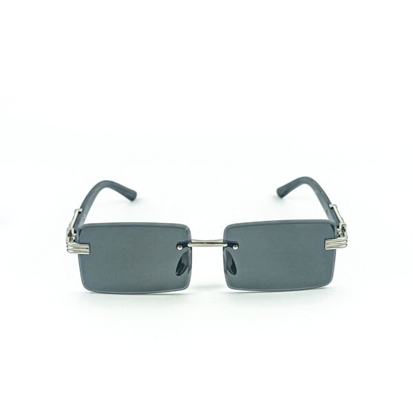 Silver & Grey Rectangle Rimless Sunglasses