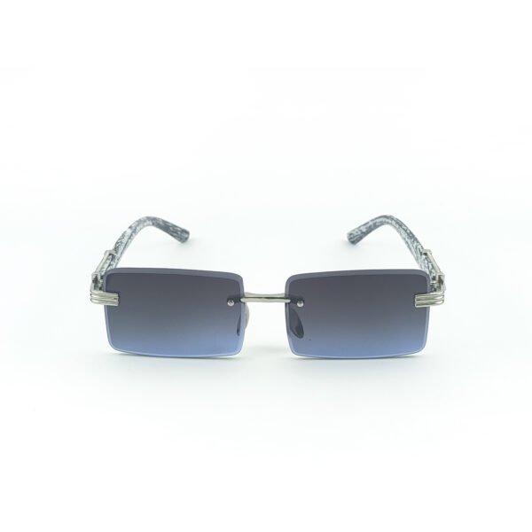 White & Silver Rectangle Rimless Sunglasses