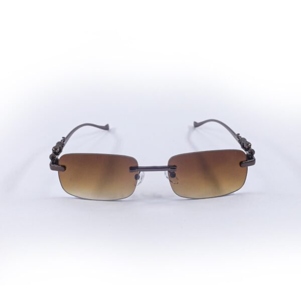 Brown Rimless Metal Sunglasses-OscarEye