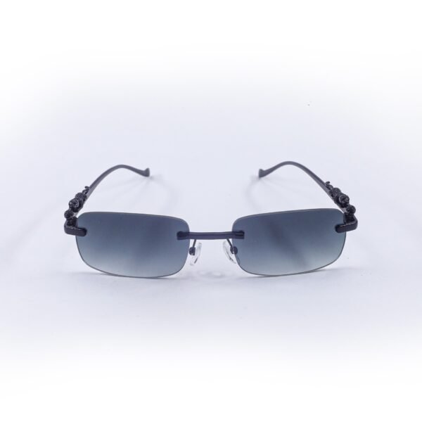 Black & Grey Rimless Metal Sunglasses-OscarEye