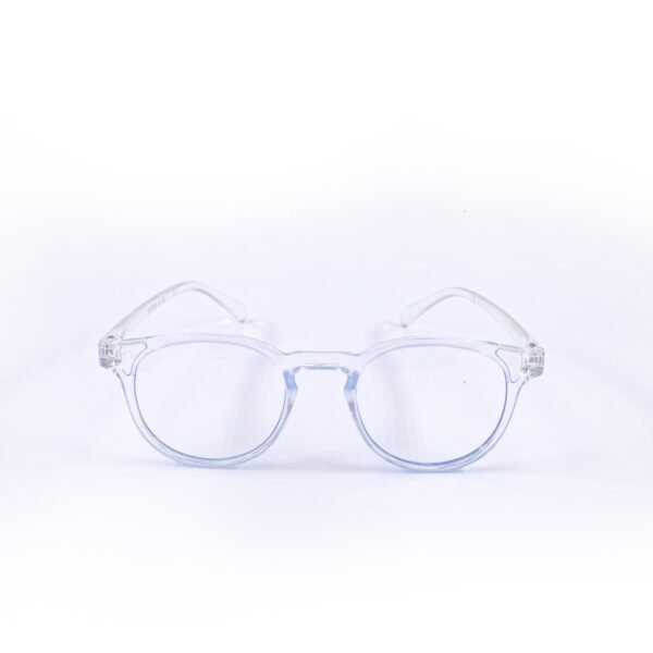 Transparent White & Sky Blye Panto Round Eyeglasses-OscarEye