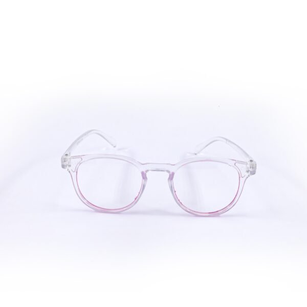 Transparent White & Pink Panto Round Eyeglasses-OscarEye