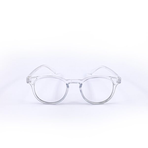 Transparent White & Green Panto Round Eyeglasses-OscarEye