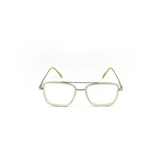 Silver & Light Yellow Square Acetate Eyeglasses-OscaeEye