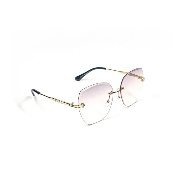 Golden & Pink Metal Rimless Sunglasses