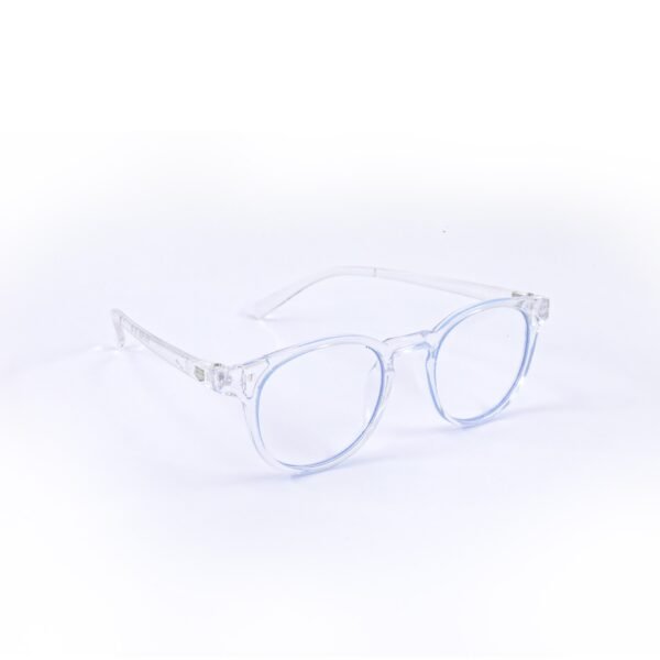 Transparent White & Sky Blye Panto Round Eyeglasses-OscarEye