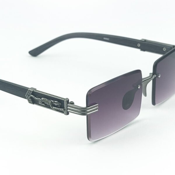 Grey & Purple Rectangle Rimless Sunglasses
