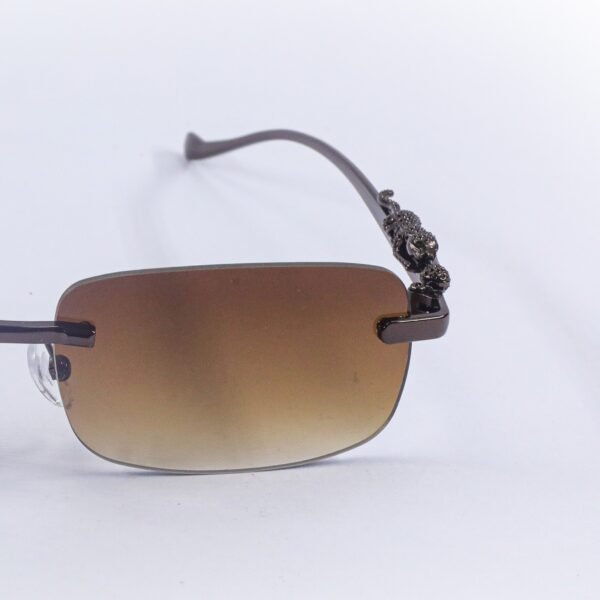 Brown Rimless Metal Sunglasses-OscarEye