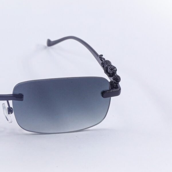Black & Grey Rimless Metal Sunglasses-OscarEye