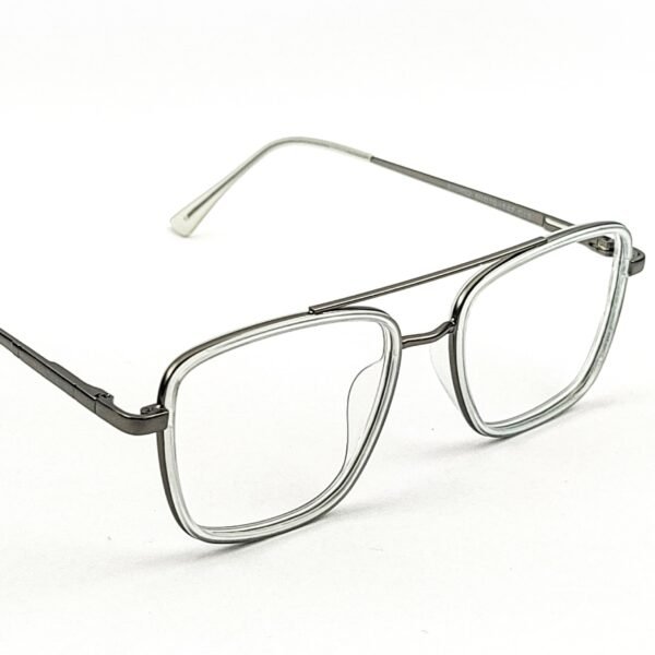 Grey & White Square Acetate Eyeglasses-OscarEye