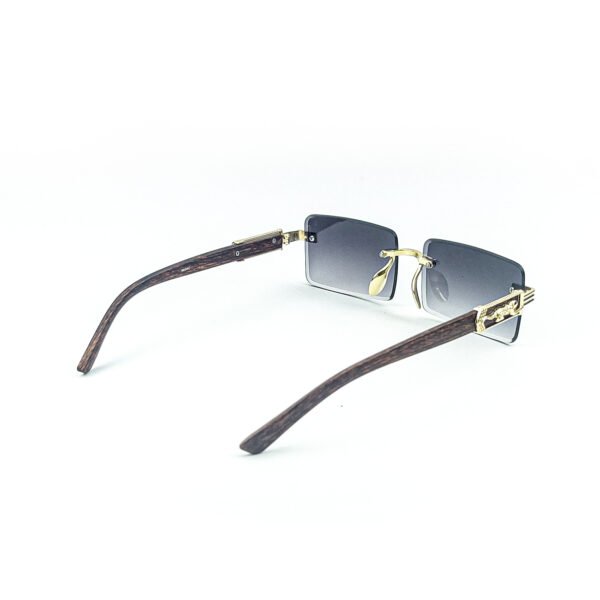 Golden & Brown Rectangle Rimless Sunglasses