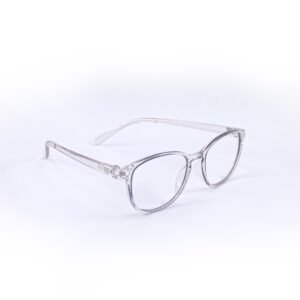 Transparent White & Brown Oval Eyeglasses-OscarEye