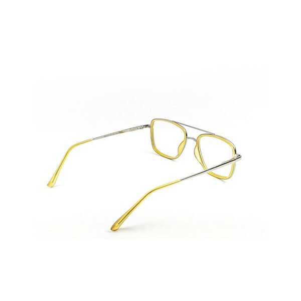 Silver & Yellow Square Acetate Eyeglasses-OscarEye