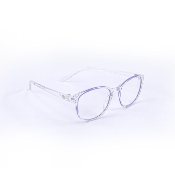 Transparent White & Purple Oval Eyeglasses-OscarEye
