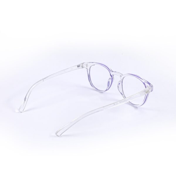 Transparent White & Purple Panto Round Eyeglasses-OscarEye