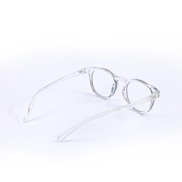 Transparent White & Green Panto Round Eyeglasses-OscarEye