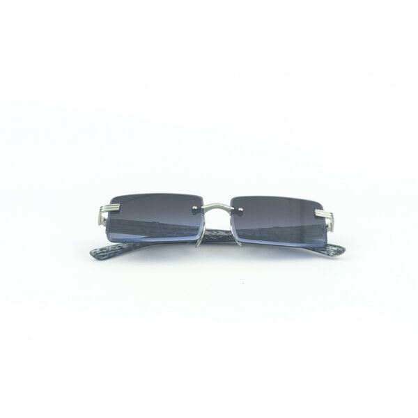 White & Silver Rectangle Rimless Sunglasses