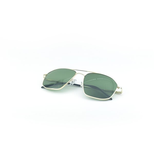 Golden Green Metal Aviator Sunglasses