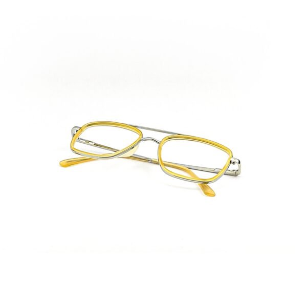 Silver & Yellow Square Acetate Eyeglasses-OscarEye