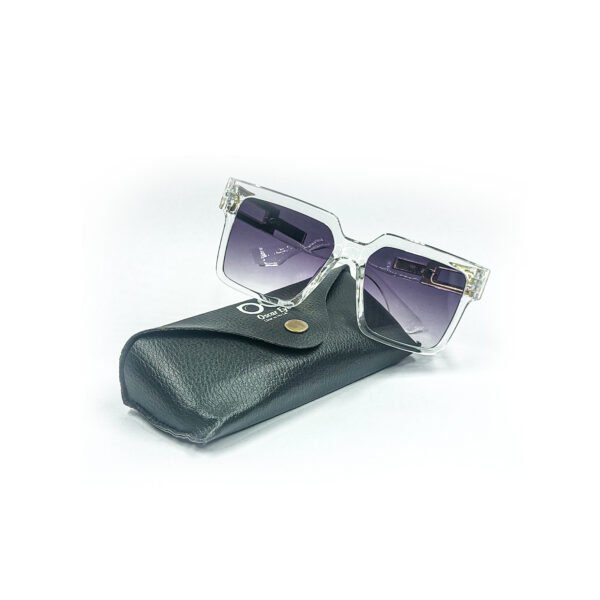 Transparent White & Purple Square Sunglasses