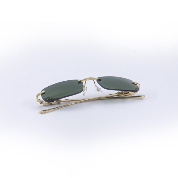 Golden & Green Rimless Metal Sunglasses-OscarEye