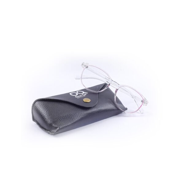 Transparent White & Pink Oval Eyeglasses-OscarEye