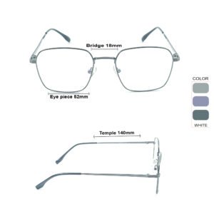 Gunmetal Grey Square Metal Eyeglasses-OscarEye