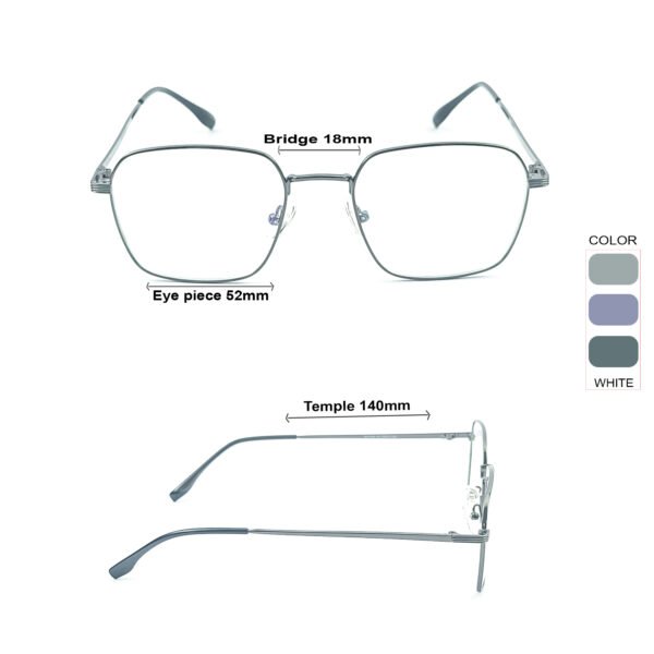 Gunmetal Grey Square Metal Eyeglasses-OscarEye