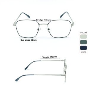 Silver Square Metal Eyeglasses-OscarEye