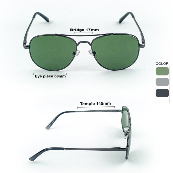 Gunmetal Grey Metal Aviator Sunglasses