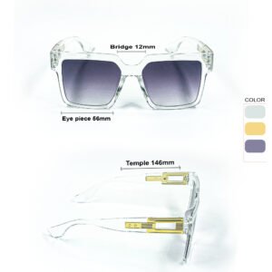 Transparent White & Purple Square Sunglasses