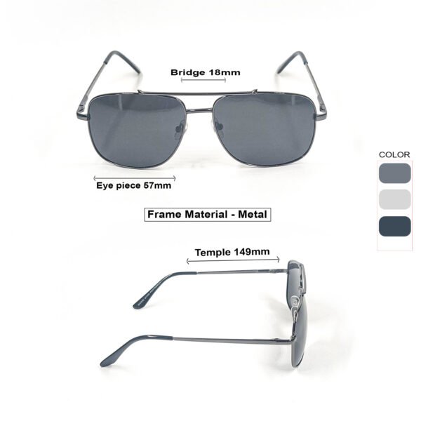 Gunmetal Grey & Black Metal Aviator Sunglasses