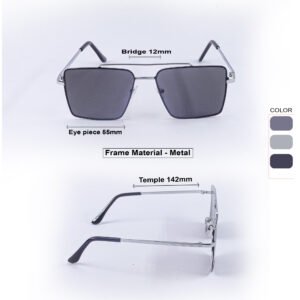 Silver & Grey Metal Square Sunglasses-OscarEye