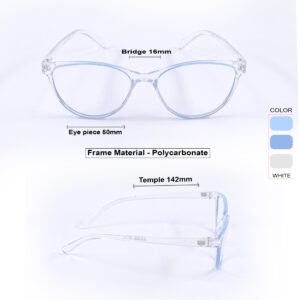 Transparent White & Blue Cateye Eyeglasses-OscarEye
