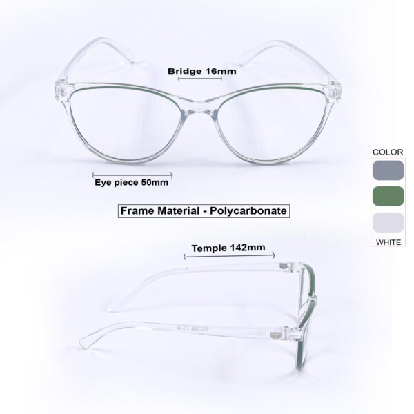 Transparent White & Green Cateye Eyeglasses-OscarEye