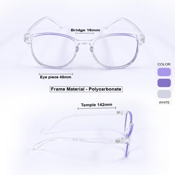 Transparent White & Purple Oval Eyeglasses-OscarEye