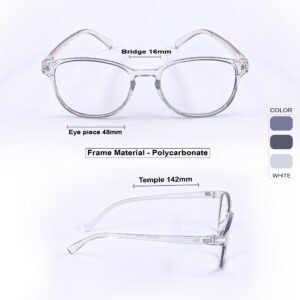 Transparent White & Brown Oval Eyeglasses-OscarEye