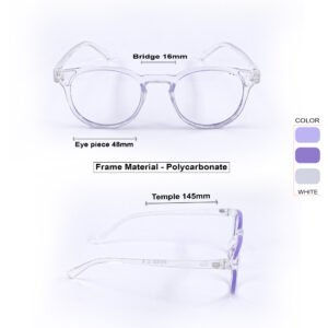 Transparent White & Purple Panto Round Eyeglasses-OscarEye