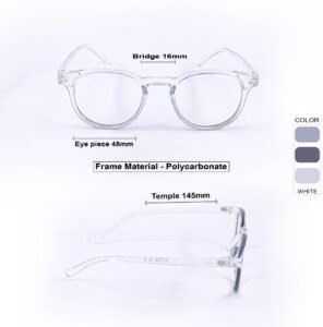Transparent White & Black Panto Round Eyeglasses-OscarEye