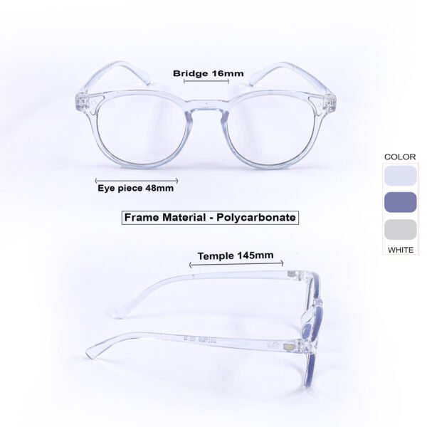 Transparent White & Royal Blue Panto Round Eyeglasses-OscarEye