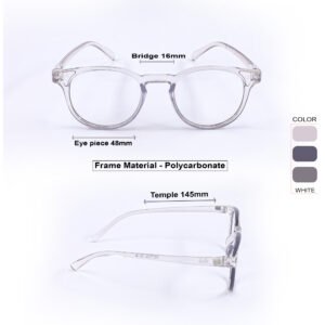 Transparent White & Brown Panto Round Eyeglasses-OscarEye