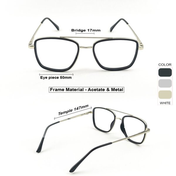 Silver & Black Square Acetate Eyeglasses-OscarEye