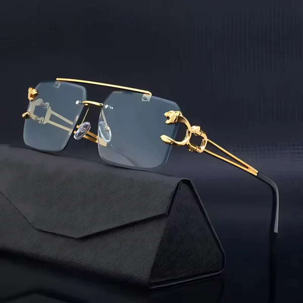 Black & Golden Rimless UV-400 Sunglasses| OscarEye | Carteir| BestSeller |