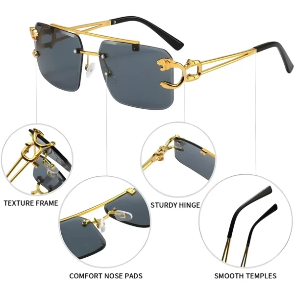 Black & Golden Rimless UV-400 Sunglasses| OscarEye | Carteir| BestSeller |