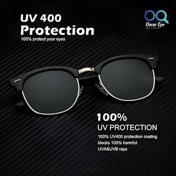Black & Golden UV 400 Clubmaster Medium Sunglasses | Best Seller | OscarEye |