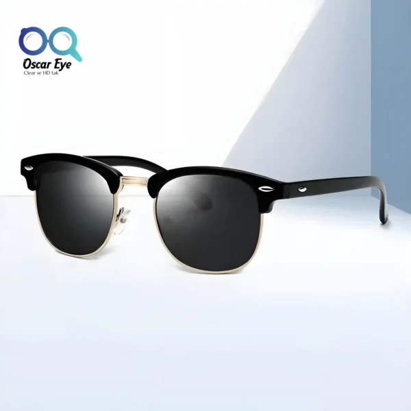 Black & Golden UV 400 Clubmaster Medium Sunglasses | Best Seller | OscarEye |