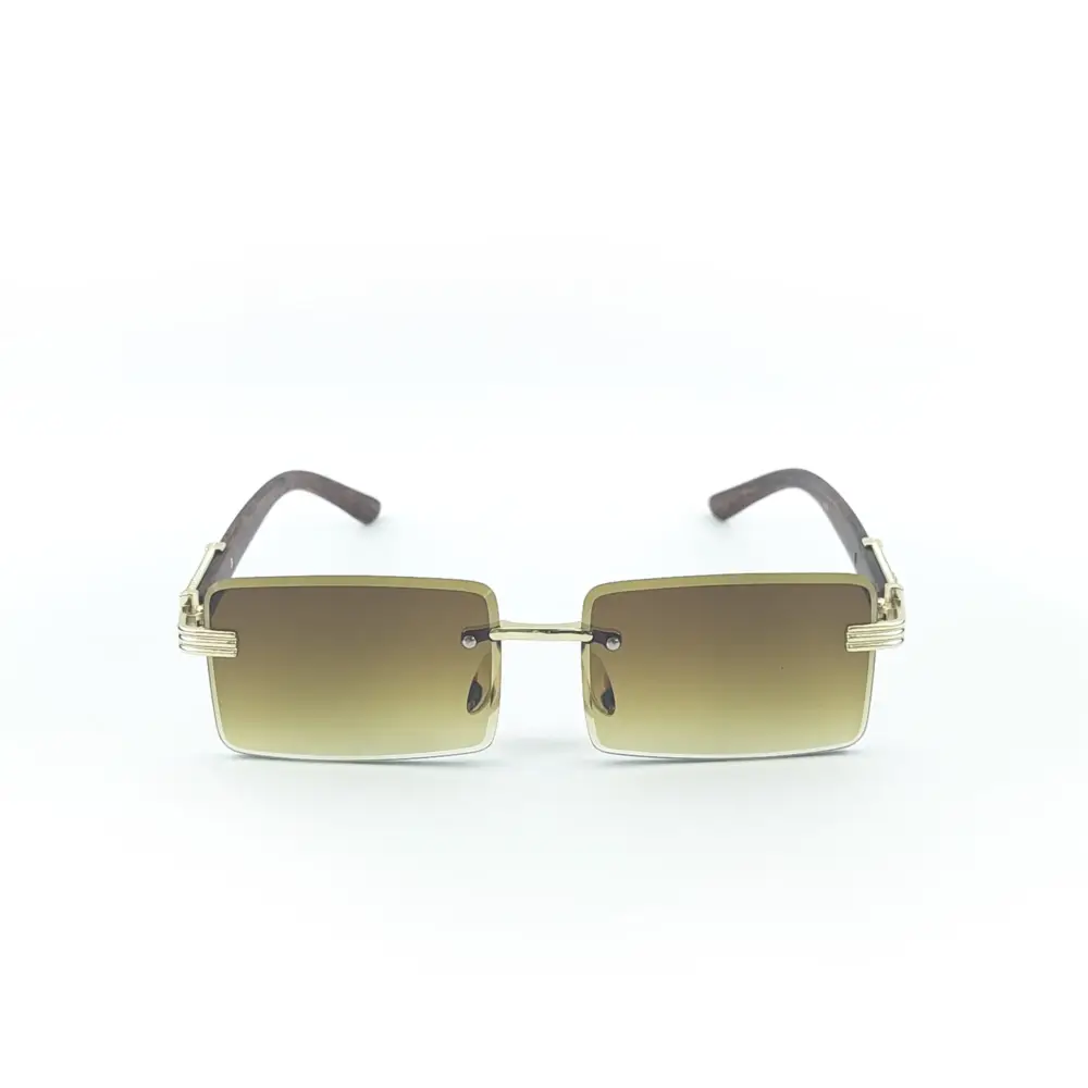 Golden Brown retro rectangle rimless cartier Sunglasses