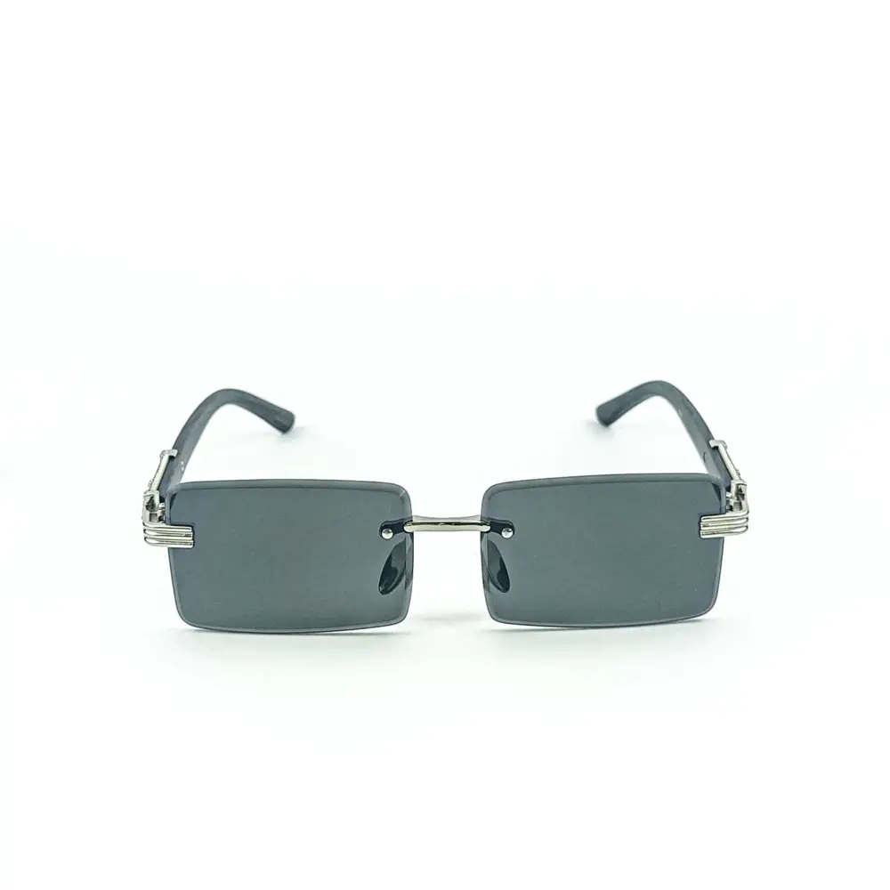 Silver Grey Retro Rectangle Rimless Cartier Sunglasses |OscarEye|