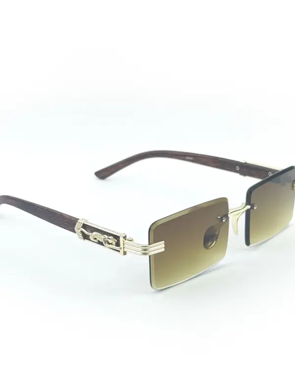 Golden Brown Retro Rectangle Rimless Cartier Sunglasses |OscarEye|