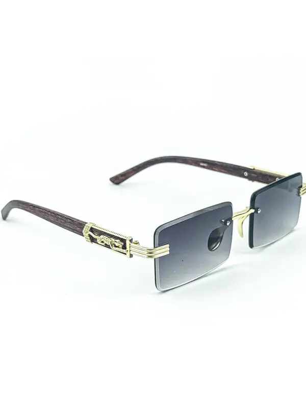 Golden Grey Retro Rectangle Rimless Cartier Sunglasses |OscarEye|